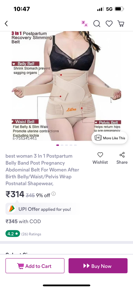 3 in 1 Postpartum Recovery Belt for Women | Belly Waist & Pelvis Support Band | Post Pregnancy Slimming Shapewear